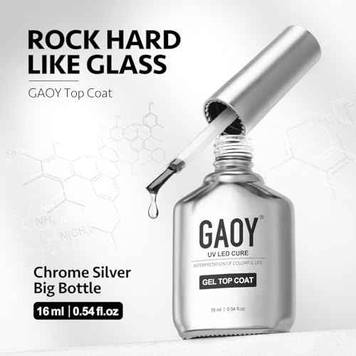 GAOY Gel Top Coat, Base Coat and White Gel Polish Set, 3 Pcs 16ml Clear Glossy No Wipe Combination and Color for UV Light Cure