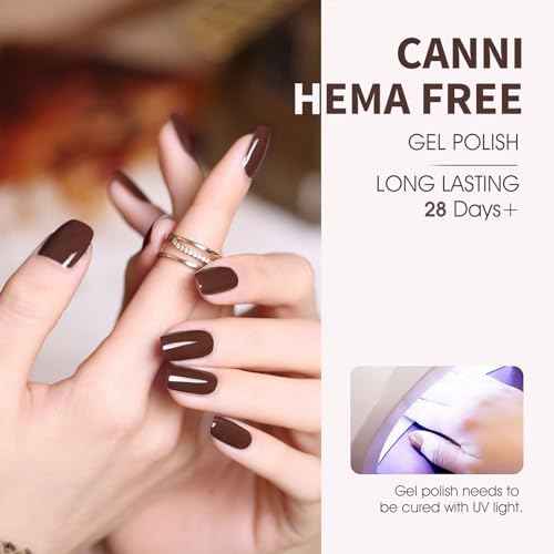 CANNI 6 Colors 9 ML Hema-Free Brown Gel Nail Polish Set, Dark Chocolate Brown Gel Polish Kit Fall Light Colors, Soak Off LED Nail Gel Manicure Kit DIY at Home Salon Gifts
