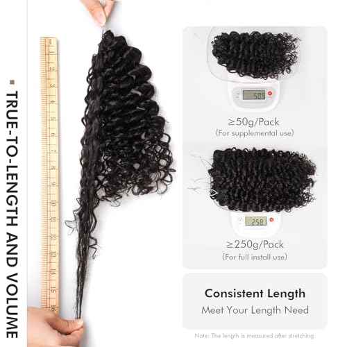 ToyoTress Kinky Curly Crochet Human Hair - 10 Inch 50G Feather-Line Invisible Knotless Crochet Human Hair For Black Women Natural Color Braiding Hair (10 Inch, 1B-50G)