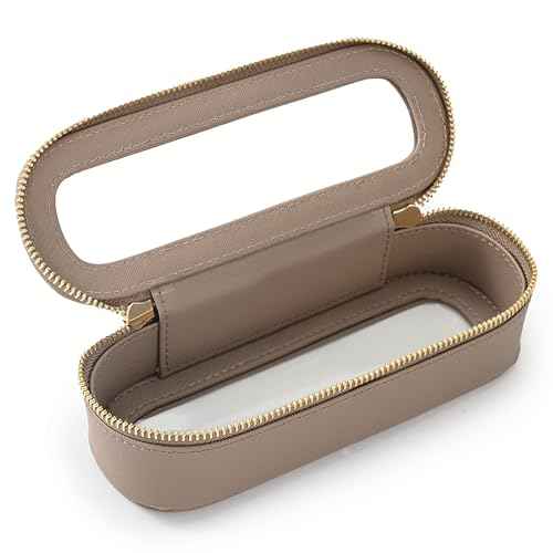 Aveniee Slim Clear Makeup Brush Bag, Small Cosmetic Brush Holder, Mini Toiletry Bag Travel Case for Women, Thin Make up Bags with Dual Zipper, Cute Travel Essentials Bag Organize - Taupe