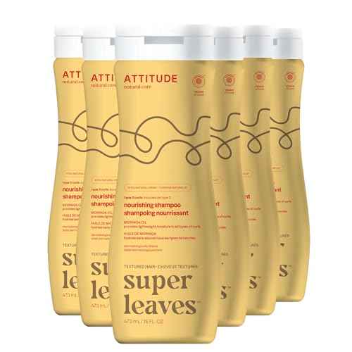 ATTITUDE Nourishing Shampoo for Curly Hair 3a ? 3c with Moringa Oil, Vegan, Naturally Derived Ingredients, Provides Lightweight Moisture, 16 Fl Oz (Pack of 6)