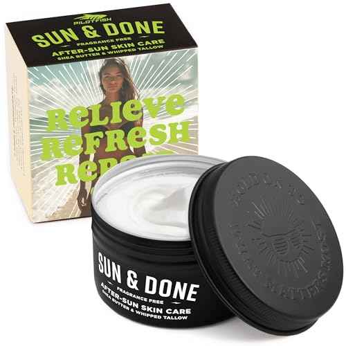 Sun & Done Whipped Beef Tallow for Skin - After Sun Care with 7 Simple Ingredients Including Shea Butter & Coconut | Sun Burn Cream, After Tanning Lotion, After Sun Lotion, Gel, Moisturizer