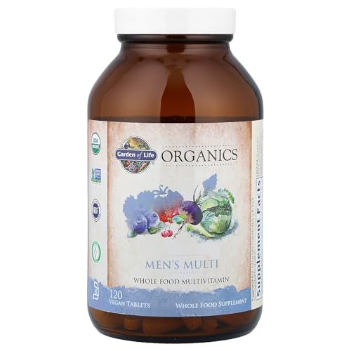 Garden of Life Organics Whole Food Multivitamin for Men, 120 Tablets, Vegan Mens Vitamins and Minerals for Health and Well-Being, Certified Organic Vegan Multi