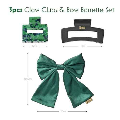 Wicked 3PK Claw Clip & Bow Barrette set - hair clips - gift box - hair clips for women - gifts for her - hair accessories -Scunci by Conair