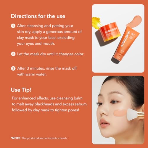 APRILSKIN Carrotene IPMP 3-Min Quick Dry Pore Caring Clay Mask | Kaolin & Zinc PCA | Reduces Pores & Sebum | Cooling Effect | Vegan | Gentle Exfoliation | Korean Skin Care | 100g 3.52 oz.