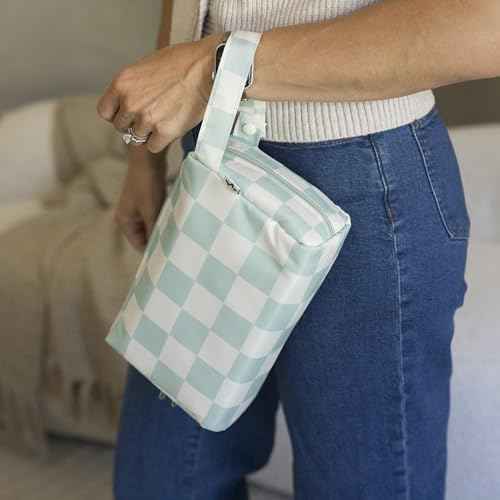 Tiny Twinkle Waterproof Travel Toiletry & Makeup Bag Organizer | Large Capacity Cosmetic Case with Compartments & Handle, A Thoughtful Travel Companion for Women£¨Sage Checkers
