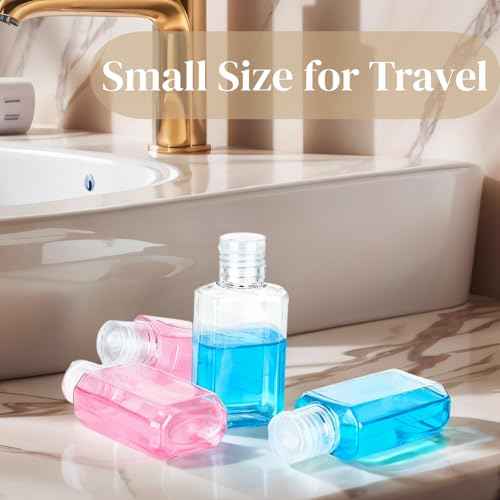 60 Pack Plastic Refillable Flip-Top Bottles, 2 OZ Clear Empty Travel Hand Sanitizer with Flip Cap, Portable Small Liquid Squeeze Container for Shampoo, Lotions, Liquid Body Soap, Creams