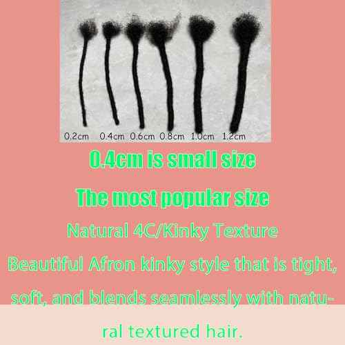 100% Human Hair Dreadlocks Handmade Locs Samll Size 0.4cm Width Pencil Size 60 per Bundles Natural Black #1B 6inch