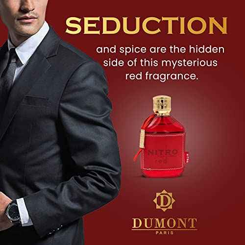Dumont NITRO RED - 3.4oz - Eau De Parfum - Luxury Perfume for Men - Fruit, Woody, Floral & Masculine Fragrance - Long Lasting Cologne Mist & Body Spray - for Him