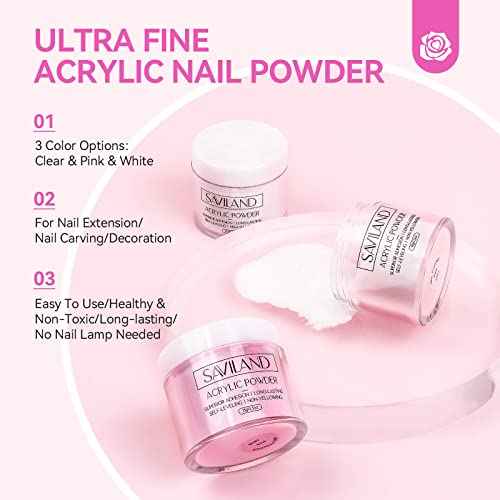 SAVILAND Professional Acrylic Nail Kit for Beginner: Acrylic Nail Set for Starter with Everything Gel Nail Polish Nail Drill U V Nail Light Gift Home Salon