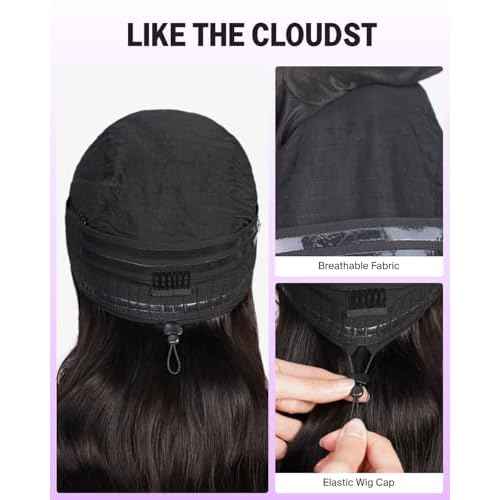6x5 Glueless Wigs Human Hair Pre Plucked Pre Cut 210% Density for Women Drawstring Wig Human Hair with Baby Hair Wear and Go Body Wave Wig Pre Plucked with Natural Hairline(20 Inch)