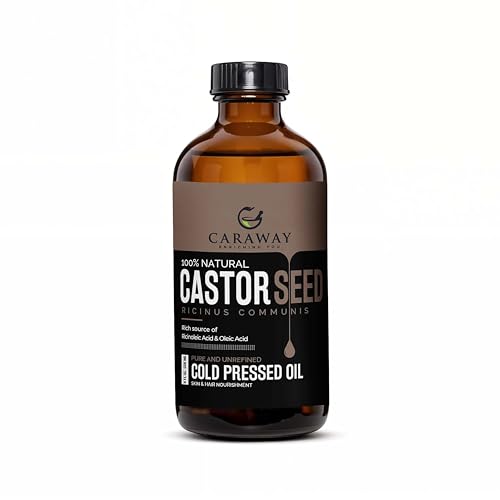 CARAWAY Cold Pressed Pure Castor Oil ? Indian Handmade | Therapeutic Grade | Edible | For Liver Detox, Hair Growth, Eyelashes, Skin, Constipation & Joint Pain | Glass Bottle ? 236ml