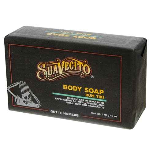 Suavecito Body & Hand Soap Bars Moisturizing With Masculine Tiki Rum Fragrance 6 oz 6 Pack
