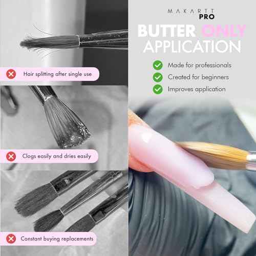 MakarttPro Kolinsky Crimped Acrylic Nail Brush for Acrylic Powder and EMA Monomer Application, Made for Professional Nail Technicians and Beginner Nail Students, Size #8