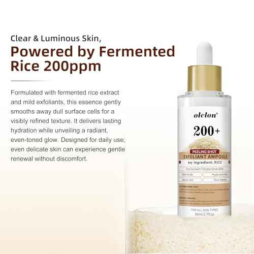 White Rice Peeling Glow Ampoule - Upgrade Skin Peel & Hydration Shot for Face and Body, Exfoliating Serum for All Skin Types, 80ml