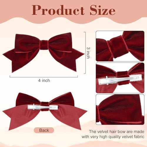 6PCS Velvet Hair Bows Hair Ribbon Clips Big Fall Alligator Clips Hair Accessories for Women Girls Toddlers Kids Baby