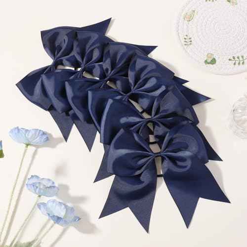 YLEN YHXX 20 PCS 8 Inch Cheer Hair Bows Large Cheer Bows Ponytail Holder Elastic Band Handmade Hair Accessories for Cheerleaders Teen Girls College Sports Outfit Uniform£¨Navy Blue£©