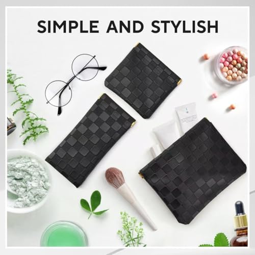 3PCS Small Makeup Bag for Purse£¬Waterproof Leather Portable Mini Makeup Bag,Snap Closure Organizer Pouch for Coin Cards Jewelry Lipstick Cosmetic Accessories£¬Small Travel Kit Storage Pouch