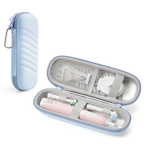 Electric Toothbrush Case for Oral-B Pro/iO/Philips Sonicare, Waterproof Traveling Toothbrush Storage Bag with Mesh Pocket Covers Protection (Blue)