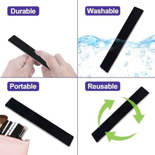 Nail Files (12 Pack), Emery Board Nail File for Acrylic Nails and Natural Nails, 100/180 Grit Double Sided Emory Boards Professional Nail Filer Reusable Washable Manicure Square Black