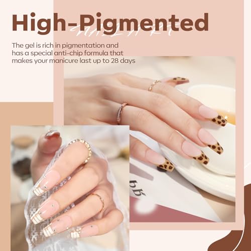 modelones Gel Nail Polish Set - 6 Colors Nude Brown White Skin Tone Neutral Beige Tan Taupe Gel Nail Polish Kit Popular All Seasons Summer Soak Off Nail Art Manicure DIY Salon at Home Gifts for Women