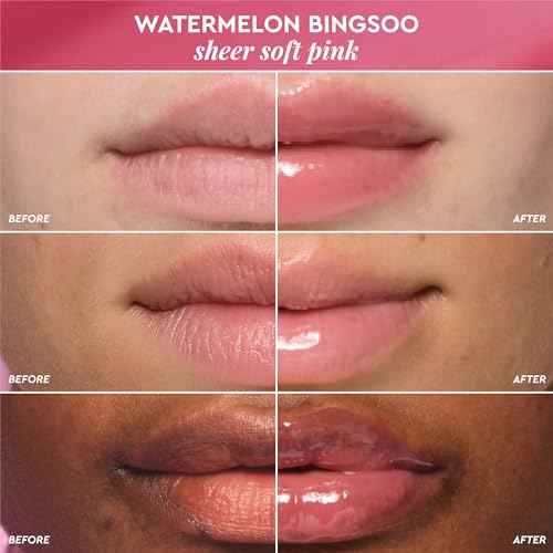 Glow Recipe Glass Balm Lip Treatment - 12Hr Hydrating Lip Balm & Moisturizer with Hyaluronic Acid to Smooth, Plump & Protect from Dryness - Sheer Soft Pink Tint, Watermelon Bingsoo (15 ml)