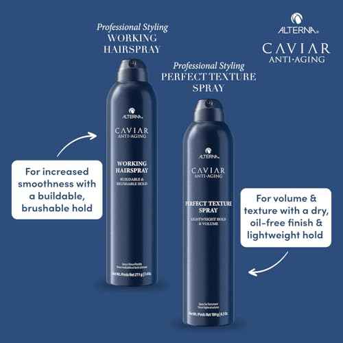 Alterna CAVIAR Anti-Aging Working Hairspray | Buildable, Brushable Hold | Helps Control Frizz & Adds Shine | Sulfate Free