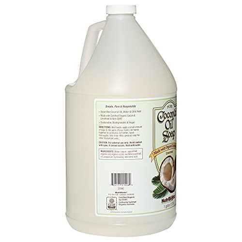 NutriBiotic ? Pure Coconut Oil Soap, Unscented, 1 Gallon | Certified Organic, Unrefined, Biodegradable, Vegan & Made without GMOs, Gluten, Parabens Or Sulfates | Rich, Cleansing Lather