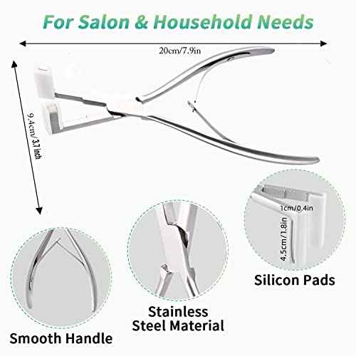 Tape in Hair Extension Tools Kit, Professional Flat Surface Stainless Steel Tape in Hair Extensions Sealing Clamp Plier,Tape Remover Scraper Tool,Hair Clips, Hair Extensions Styling Tools(Silvery Set)