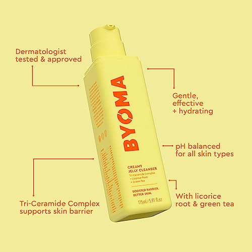 BYOMA Creamy Jelly Cleanser Refill - Hydrating Facial Cleanser for Skin Barrier Repair - Tri-Ceramide Face Wash for Sensitive Skin - Gently Removes Makeup & Excess Oil - 5.91 fl oz Refill