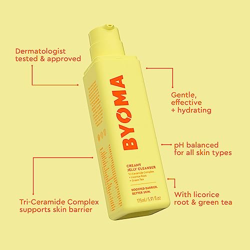 BYOMA Creamy Jelly Cleanser Refill - Hydrating Facial Cleanser for Skin Barrier Repair - Tri-Ceramide Face Wash for Sensitive Skin - Gently Removes Makeup & Excess Oil - 5.91 fl oz Refill