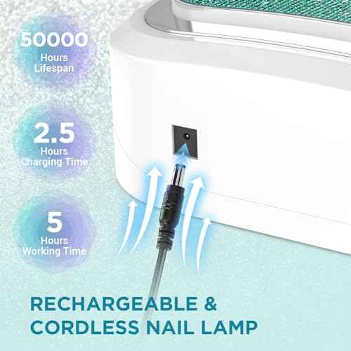 Aedavey Cordless Nail Lamp, Rechargeable UV Nail Lamp for Gel Nails, LED Nail Lamp with 4 Timer Modes, Gel Nail Light Decorate with Sparkling Nail Rhinestones Diamond (Sparkly Blue Diamond)