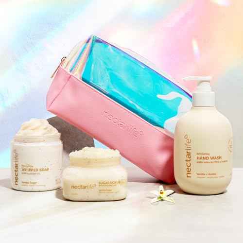 Nectar Life Daily Glow Kit Body Skin Care Set, Whipped Soap, Sugar Body Scrub, Hand Wash (Full Size, Vanilla)