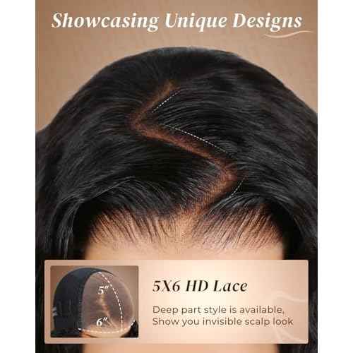 Arabella 5x6 Wear and Go Glueless Wigs Human Hair 210% Density Deep Curly Bob Wig Lace Front Wig Pre-Cut Lace Wigs Pre Bleached Tiny Knots Bob Wig Human Hair(12inch, 5x6 DC Glueless Bob)