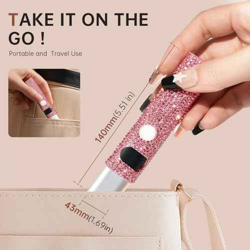 Handheld UV Light for Gel Nails,Mini LED Cordless Nail Lamp for Gel Nail Polish,Portable Flash Cure Lamp,Rechargeable USB Nail Dryer with LCD Display Fast Curing (Pink Diamond)