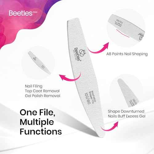 Beetles Pro 25-Pcs Nail File ? Professional 100/180 Grit Double Sided Emery Board Nail Files Washable Shaper Files Precise Filing File for Acrylic, Gel & Natural Nails ? Salon Quality Manicure Tool
