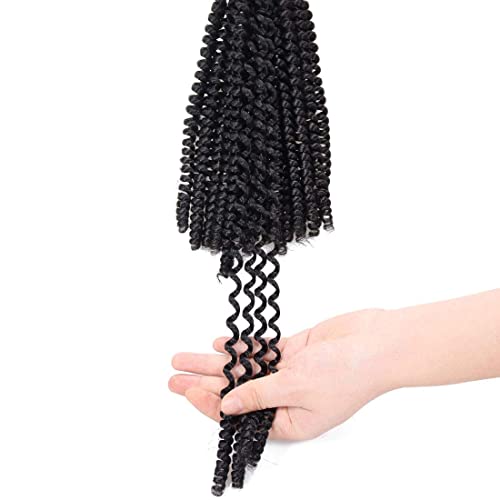 7 Packs Spring Twist Braiding Hair Spring Twists Bomb Twist Hair Synthetic Fiber Fluffy Twist Crochet Braids Low Temperature Fiber Crochet Hair for Women Braiding Hair(8inch,1B)