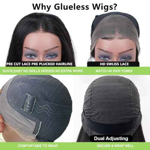 28 Inch Glueless Wigs Human Hair Pre Plucked Pre Cut 180% Density Wear and Go Glueless Wig 13x4 HD Body Wave Lace Front Wigs Human Hair for Women Frontal Wig with Baby Hair