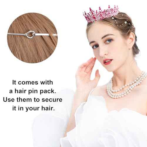 COCIDE Hot Pink Crowns for Women Hot Pink Tiaras for Women Costume Halloween Girls Hair Accessories Royal Crystal Headbands Cosplay Princess Birthday Pageant Bride Headpieces