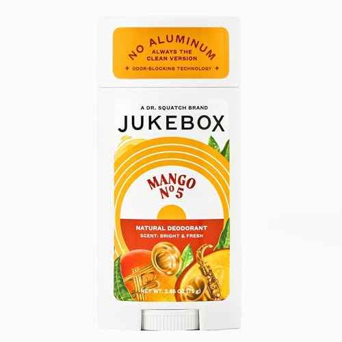JUKEBOX Natural Deodorant for Women?Mango No. 5 Scent-Aluminum-Free, No Baking Soda, No Harsh Chemicals, Odor Blocking Technology, Mango,White Apricot,Peach-a Dr. Squatch Brand-2.65oz