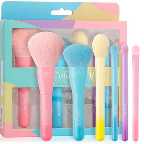 docolor 6 Piece Makeup Brush Set for for full face and eye makeup application, for Foundation, Powder, Blush, Contour, Concealer £¦ Eyeshadow, Mini Makeup Brushes Travel Gift Set Cruelty-Free & Vegan