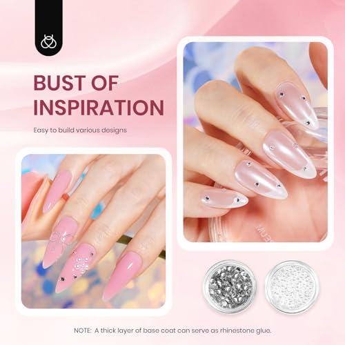 Beetles Poly Nail Extension Gel with Uv Light Starter Kit - 6 Colors White Nude Pink Glitter Gold Red Colors Nails Gel Set Hybrid Jelly Gel with Base Top Coat Set Gift for Women