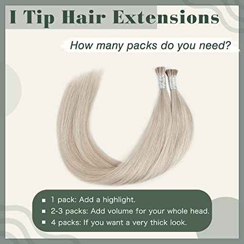 Sixstarhair I Tip Hair Extensions Human Hair Highlight Color Blonde 20/60 Gold Blonde With Ash Blonde I Tip Human Hair Soft Cold Fusion Itip Hair Extensions Remy Human Hair 24 Inch 50g/Pack