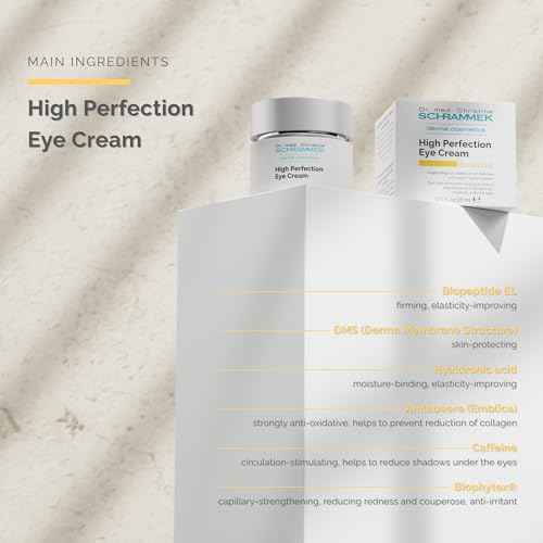 Schrammek High Perfection Eye Cream (0.5 fl oz) - Eye Care Product - Reduces Lines & Shadows Under the Eyes - Caffeine Eye Cream - Skin Care - Dr