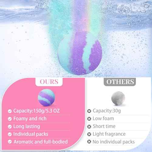 5.3 OZ Extra Large Bath Bombs Gift Set for Women, Girlfriend, Her, Girls, 12 Pcs XXL Organic Natural Handmade Bathbombs for Skin Moisturizing, Bubble Spa Bath, Mothers Day Gift for Wife