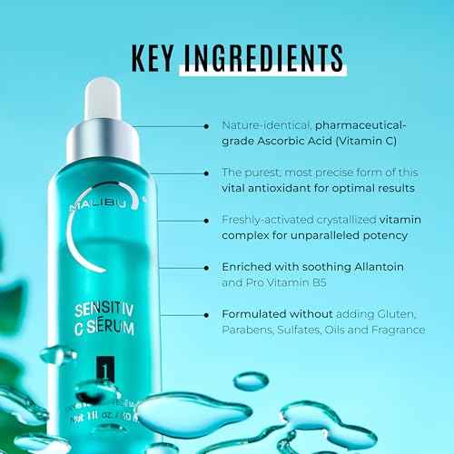 Malibu C Sensitiv C Face Serum - Vitamin C Serum for Combination & Sensitive Skin - Balances, Brightens & Protects with Ascorbic Acid, Allantoin & Pro Vitamin B5 (1 fl oz)
