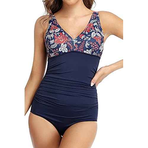 PERONA Women's Tummy Control Swimsuit One Piece Bathing Suit Vintage Printed Swimwear