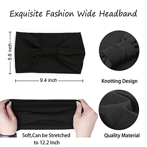 Xtrend 4 Pack Wide Headband Fashion Headbands Boho Elastic Knotted Non-slip Headband Suitable For Black Women Wigs Hair With Simple Headband Outdoor Yoga Sports Printing Hair Accessories