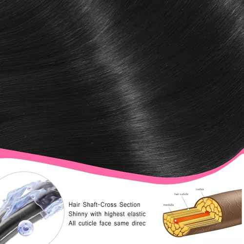 Straight Human Hair Bundles 12A Brazilian Human Hair 3 Bundles 100% Unprocessed Virgin Human Hair Extensions Natural Black Color 18 20 22 Inch