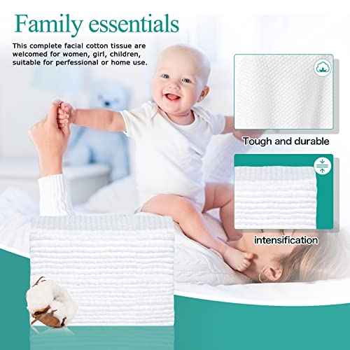 Soft Disposable Face Towel, Cotton Facial Dry Wipes 300 Count, Cotton Dry Wipes for Washing and Drying,Facial Tissue for Cleansing, Skincare, Makeup Remover Large packing (3 PACK)
